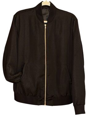 Uniqlo Black Lightweight Bomber Jacket w/Silver Zipper Women’s Size Medium